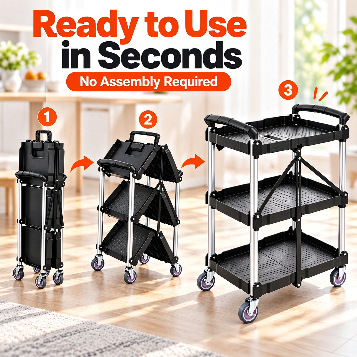 ⏰Limited Time Offer🎉Foldable 3-Tier Utility Cart