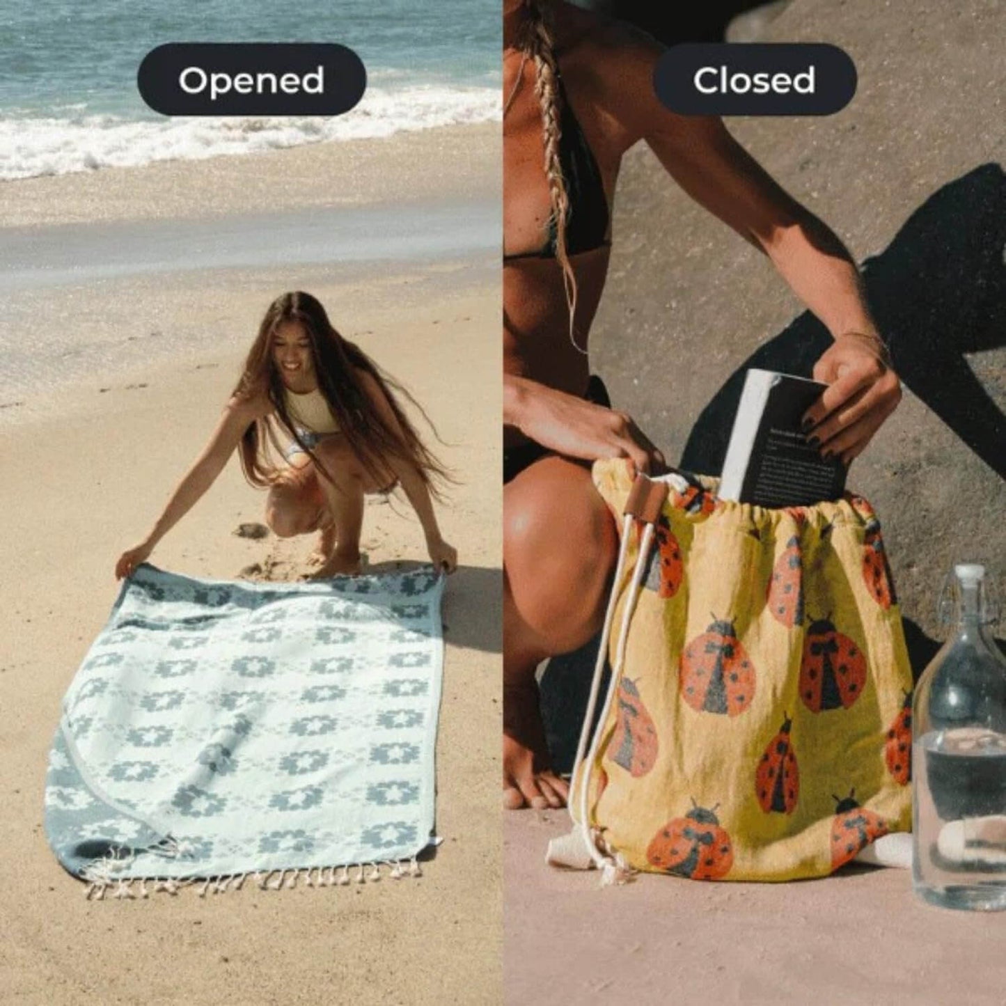 🏖️🏊‍♀️2‑in‑1 Convertible Beach Towel & Drawstring Backpack
