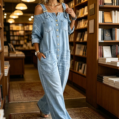 ⏳🔥LIMITED-TIME 60% OFF! 👗 Loose Fit Wide-Leg Overall Jumpsuit with Pockets – Effortless Comfort & Style ✨