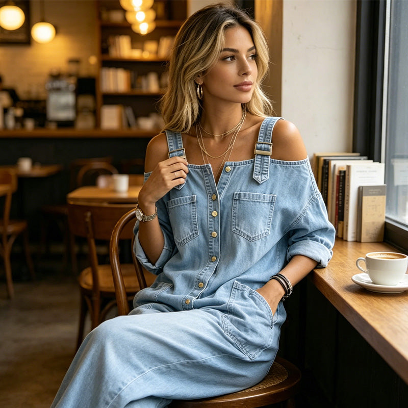 ⏳🔥LIMITED-TIME 60% OFF! 👗 Loose Fit Wide-Leg Overall Jumpsuit with Pockets – Effortless Comfort & Style ✨