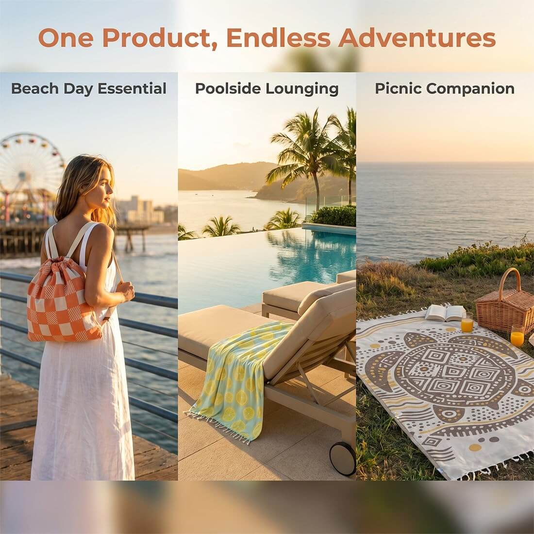 🏖️🏊‍♀️2‑in‑1 Convertible Beach Towel & Drawstring Backpack
