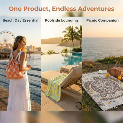 🏖️🏊‍♀️2‑in‑1 Convertible Beach Towel & Drawstring Backpack