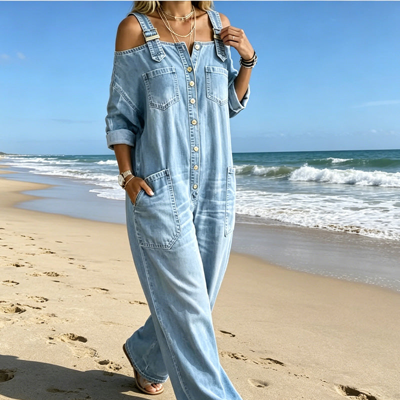 ⏳🔥LIMITED-TIME 60% OFF! 👗 Loose Fit Wide-Leg Overall Jumpsuit with Pockets – Effortless Comfort & Style ✨