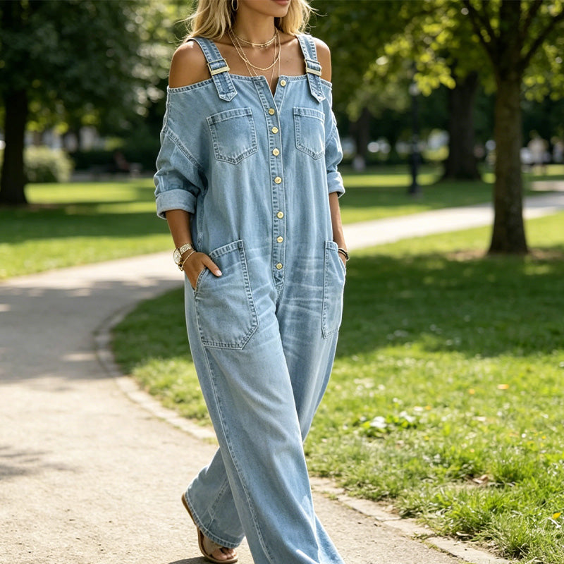 ⏳🔥LIMITED-TIME 60% OFF! 👗 Loose Fit Wide-Leg Overall Jumpsuit with Pockets – Effortless Comfort & Style ✨