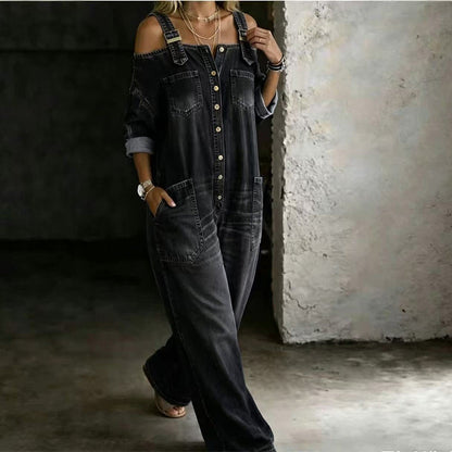⏳🔥LIMITED-TIME 60% OFF! 👗 Loose Fit Wide-Leg Overall Jumpsuit with Pockets – Effortless Comfort & Style ✨