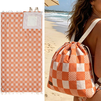 🏖️🏊‍♀️2‑in‑1 Convertible Beach Towel & Drawstring Backpack