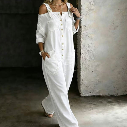 ⏳🔥LIMITED-TIME 60% OFF! 👗 Loose Fit Wide-Leg Overall Jumpsuit with Pockets – Effortless Comfort & Style ✨