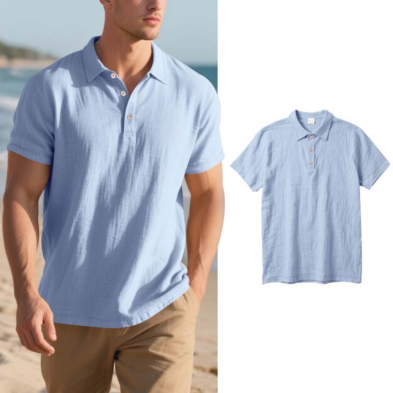 📢📢50% OFF !! ⏰Men's Linen Casual Breathable Short Sleeve Collared Shirt