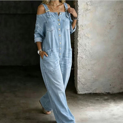 ⏳🔥LIMITED-TIME 60% OFF! 👗 Loose Fit Wide-Leg Overall Jumpsuit with Pockets – Effortless Comfort & Style ✨