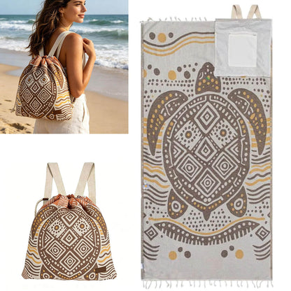 🏖️🏊‍♀️2‑in‑1 Convertible Beach Towel & Drawstring Backpack