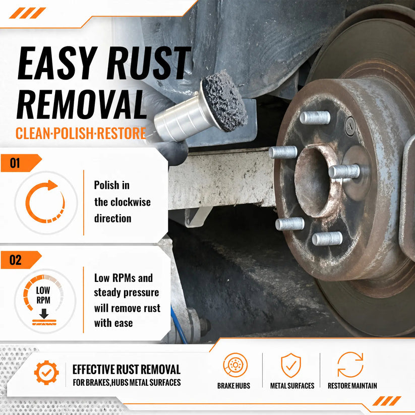 Wheel Hub Cleaning Kit,Brake Hub Cleaning Kit Includes 3 Pads,Holder and Adapter,Fits Power Drill or 1/2" Impact Driven Wrenches