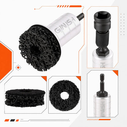Wheel Hub Cleaning Kit,Brake Hub Cleaning Kit Includes 3 Pads,Holder and Adapter,Fits Power Drill or 1/2" Impact Driven Wrenches