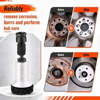 Wheel Hub Cleaning Kit,Brake Hub Cleaning Kit Includes 3 Pads,Holder and Adapter,Fits Power Drill or 1/2" Impact Driven Wrenches