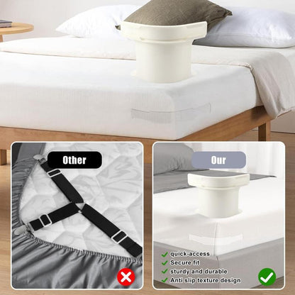 Bed sheet hanger with a hook, suitable for the corner of the bed, and suitable for mattresses of various sizes