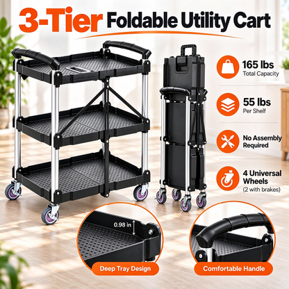 ⏰Limited Time Offer🎉Foldable 3-Tier Utility Cart