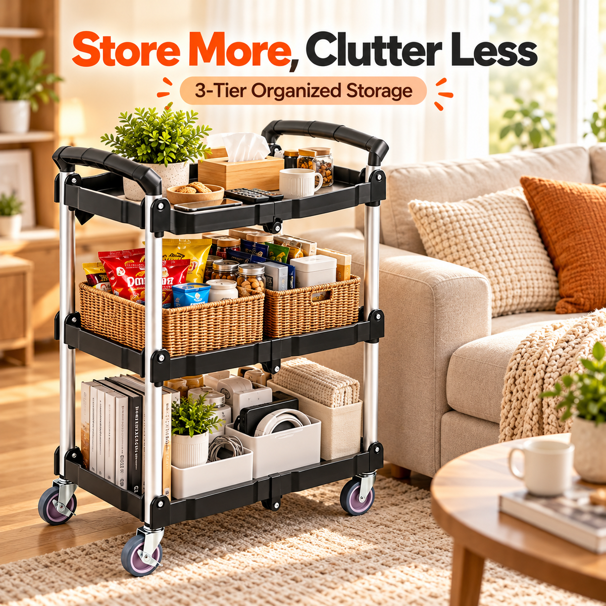 ⏰Limited Time Offer🎉Foldable 3-Tier Utility Cart
