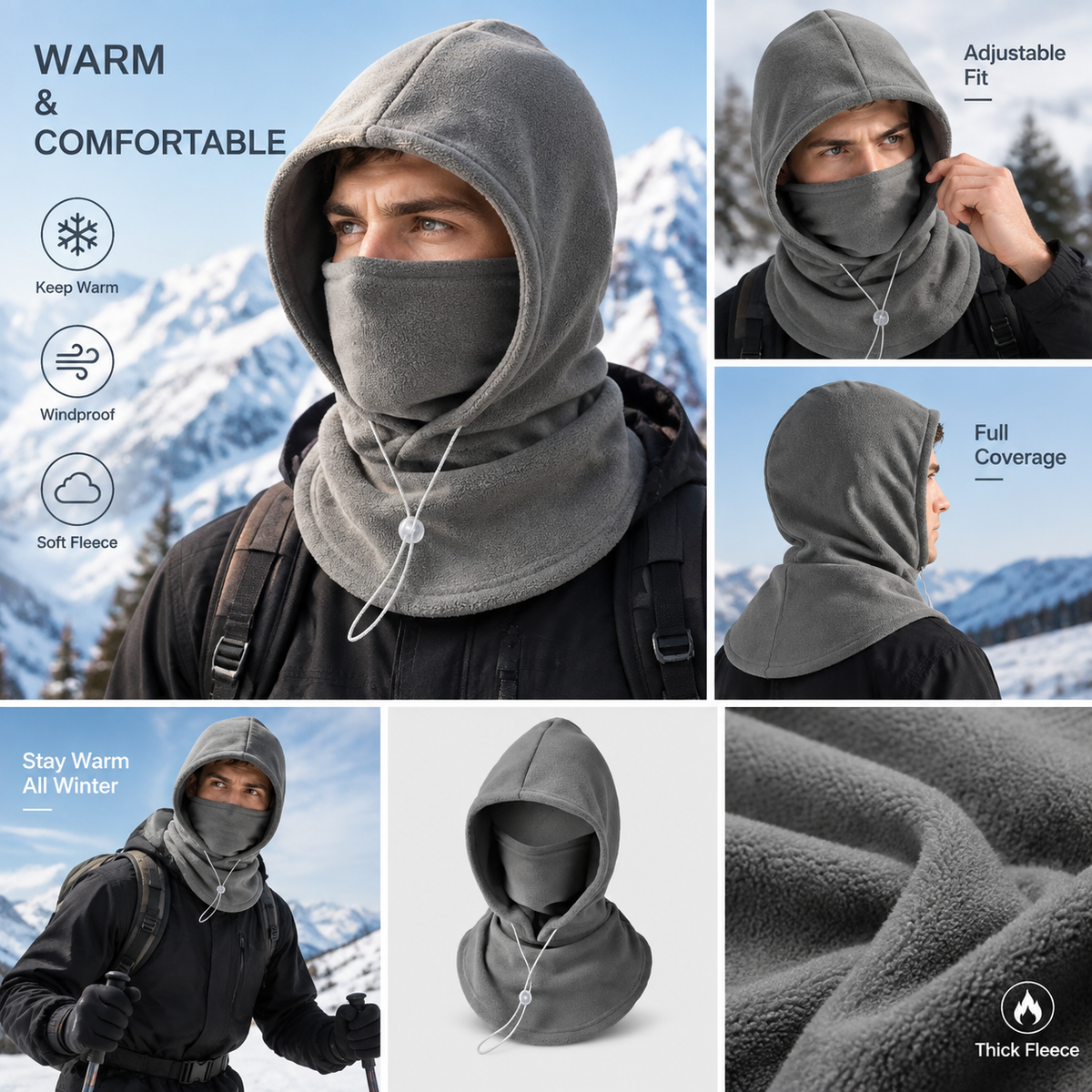 Winter Windproof Balaclava Hood Stay Warm From Head to Neck