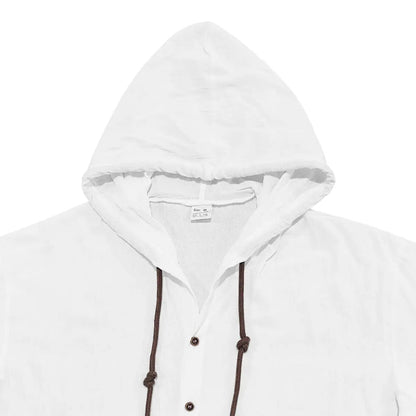Men’s lightweight two-piece set with a hood, casual vacation style, loose and breathable thin fabric, hooded sweatshirt and wide-leg pants, for summer wear