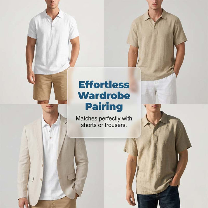 📢📢50% OFF !! ⏰Men's Linen Casual Breathable Short Sleeve Collared Shirt
