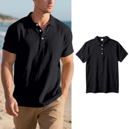 📢📢50% OFF !! ⏰Men's Linen Casual Breathable Short Sleeve Collared Shirt