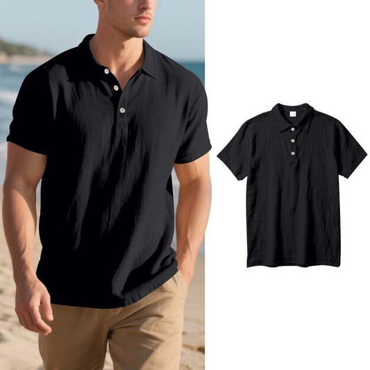 📢📢50% OFF !! ⏰Men's Linen Casual Breathable Short Sleeve Collared Shirt
