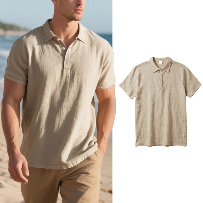 📢📢50% OFF !! ⏰Men's Linen Casual Breathable Short Sleeve Collared Shirt