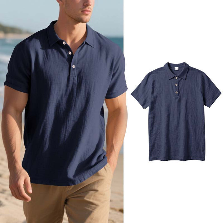 📢📢50% OFF !! ⏰Men's Linen Casual Breathable Short Sleeve Collared Shirt
